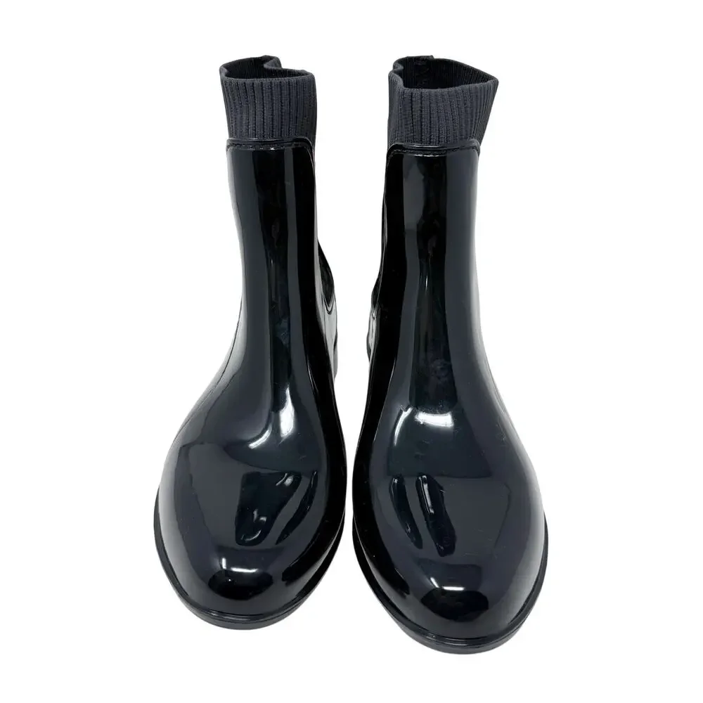 NWOB Coach Black/Red Rubber Chelsea Rain Boots Pull On Women's Size 9 Waterproof - Picture 2 of 8